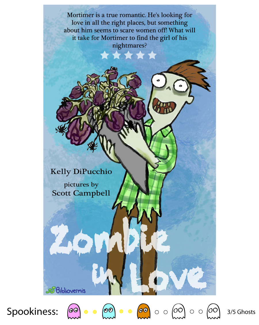 Mortimer is a true romantic. He's looking for love in all the right places, but something about him seems to scare women off! [A pretty terrifying but very friendly looking zombie offers you dead flowers covered in spiders.] What will it take for Mortimer to find the girl of his nightmares? Spookiness: 3/5